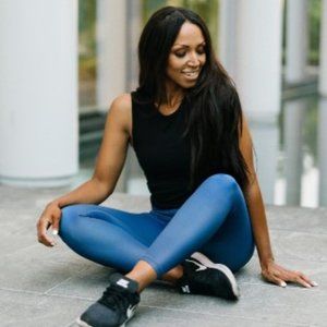 Zyia Blue Metallic Light n Tight Hi-Rise 7/8 24”, Size 12 -NEVER worn